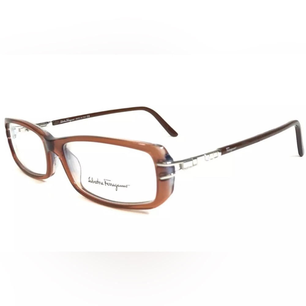 Salvatore Ferragamo Eyeglasses Frames Brown Crystals Silver NWT